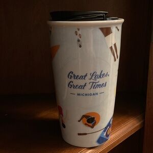 Starbucks Great Lakes Michigan Travel Mug - White and Blue